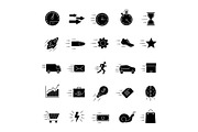 Motion glyph icons set