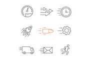 Motion linear icons set