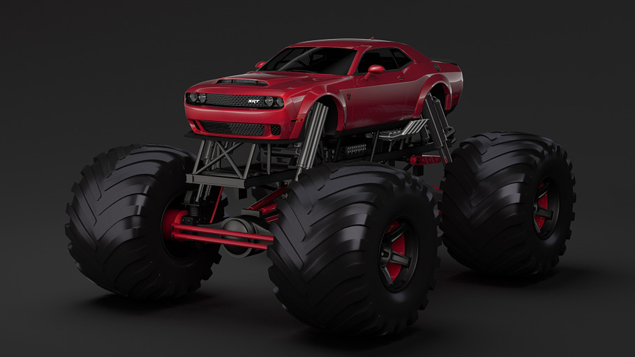 Monster Truck Dodge Challenger Demon in Vehicles - product preview 1