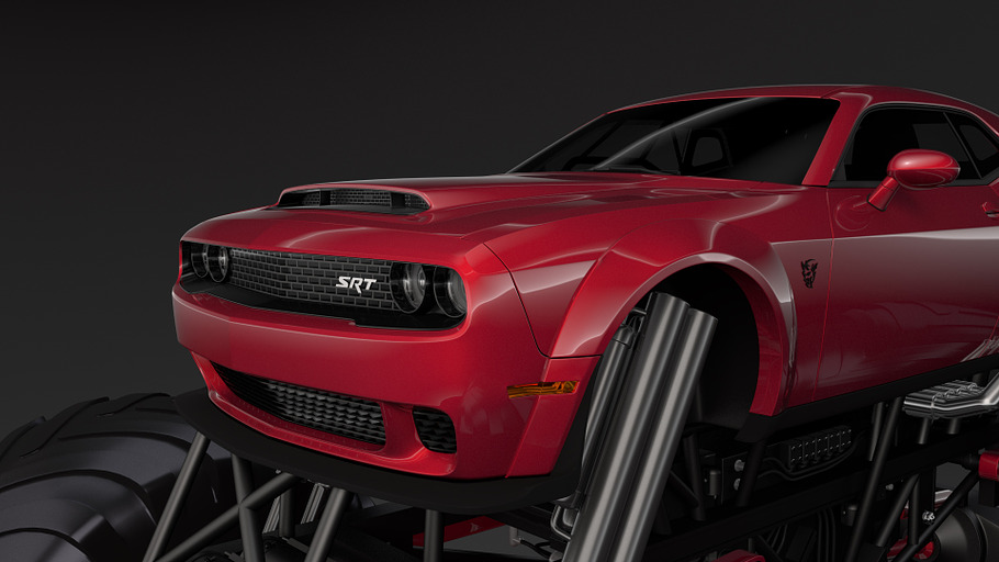 Monster Truck Dodge Challenger Demon in Vehicles - product preview 4