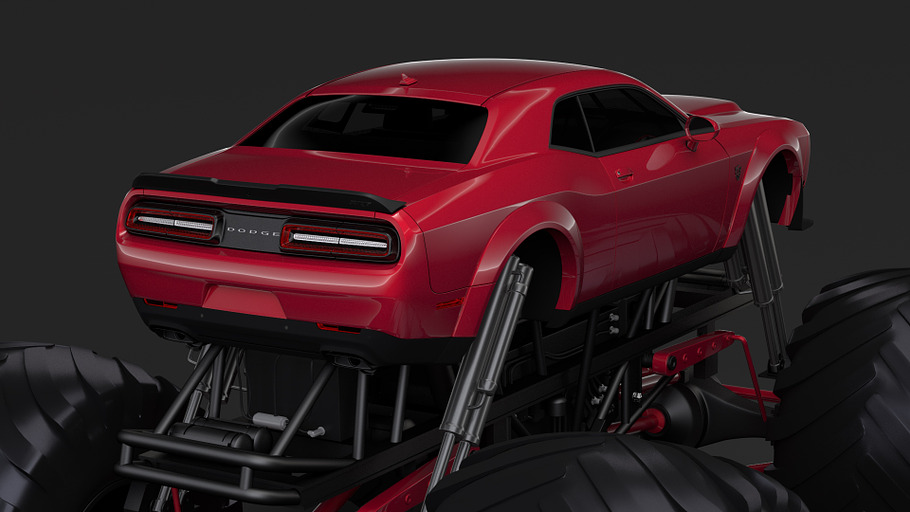 Monster Truck Dodge Challenger Demon in Vehicles - product preview 6