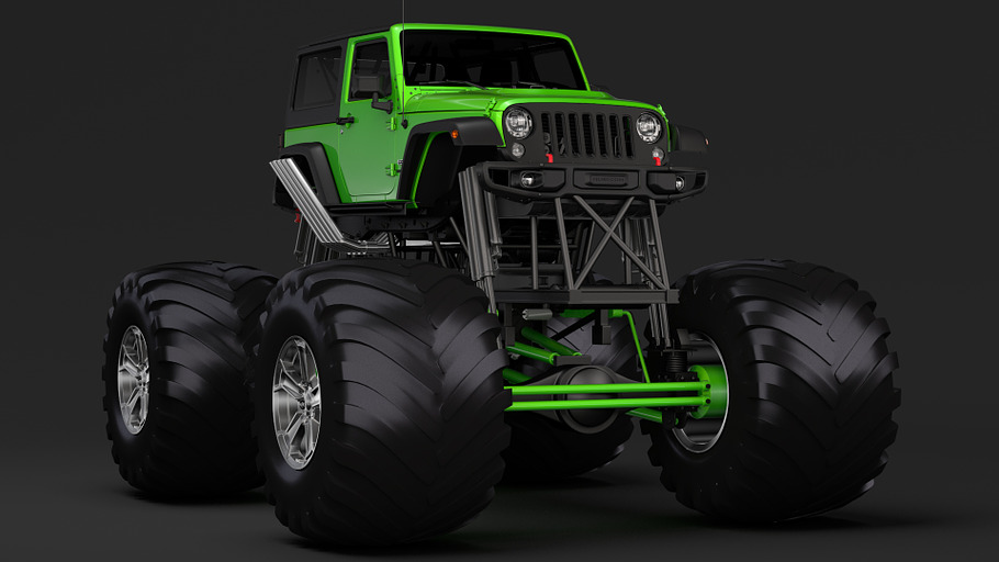 Monster Truck Jeep Wrangler Rubicon in Vehicles - product preview 2