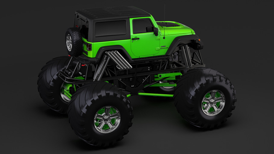 Monster Truck Jeep Wrangler Rubicon in Vehicles - product preview 10