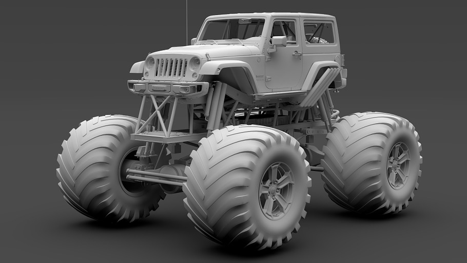 Monster Truck Jeep Wrangler Rubicon in Vehicles - product preview 13