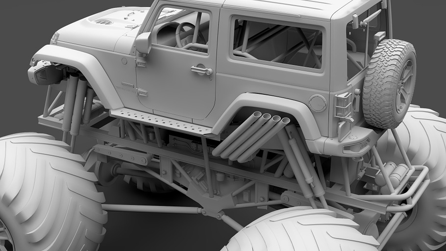 Monster Truck Jeep Wrangler Rubicon in Vehicles - product preview 14