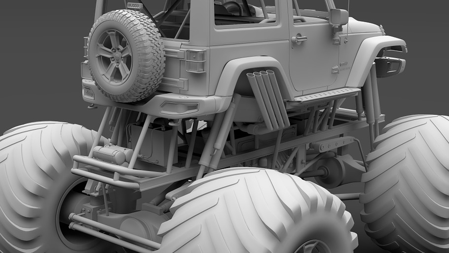 Monster Truck Jeep Wrangler Rubicon in Vehicles - product preview 15