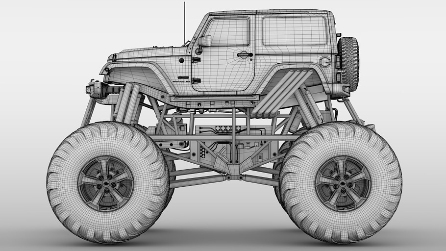 Monster Truck Jeep Wrangler Rubicon in Vehicles - product preview 17