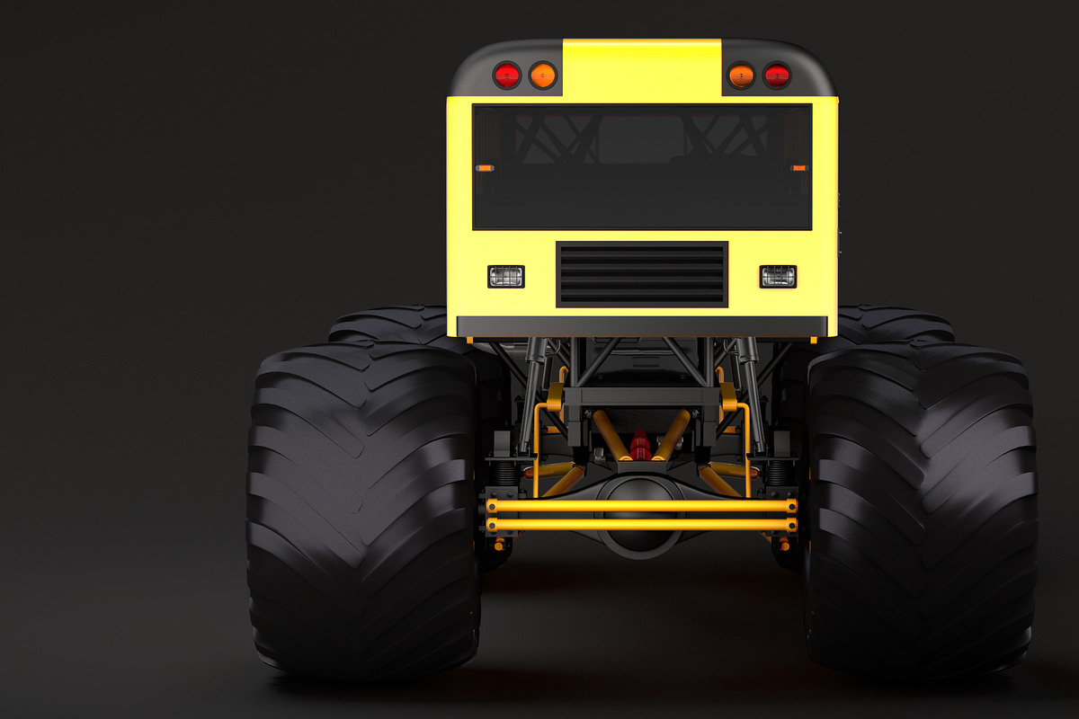 Monster Truck School Bus in Vehicles - product preview 8