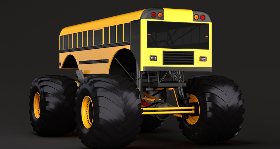 Monster Truck School Bus in Vehicles - product preview 1