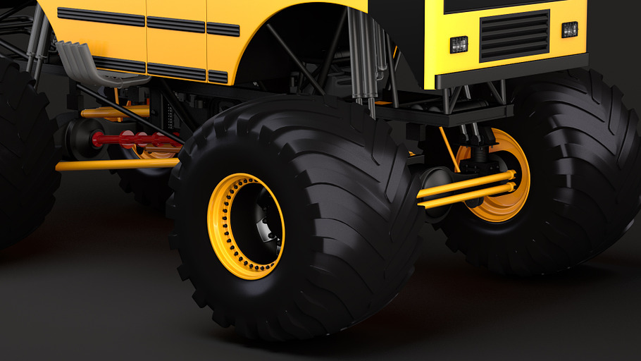 Monster Truck School Bus in Vehicles - product preview 2