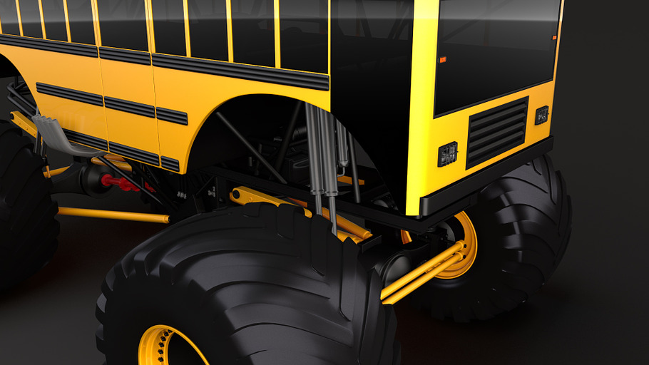 Monster Truck School Bus in Vehicles - product preview 3