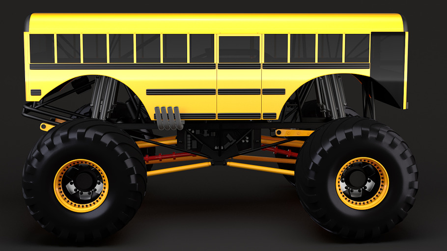 Monster Truck School Bus in Vehicles - product preview 6