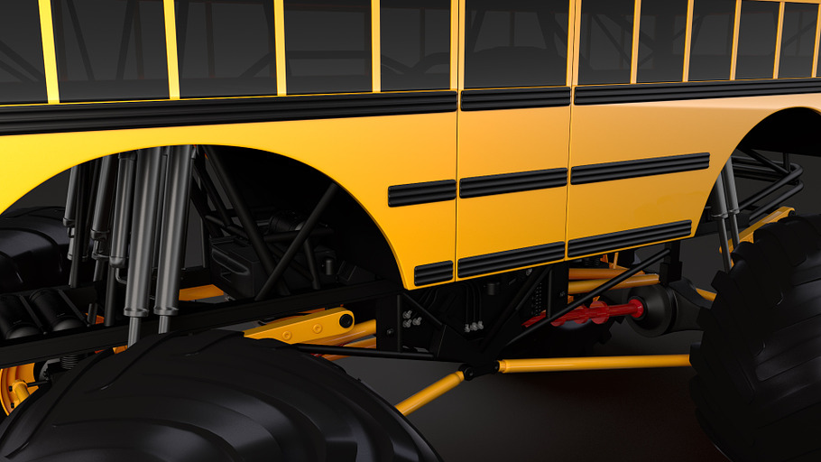 Monster Truck School Bus in Vehicles - product preview 7