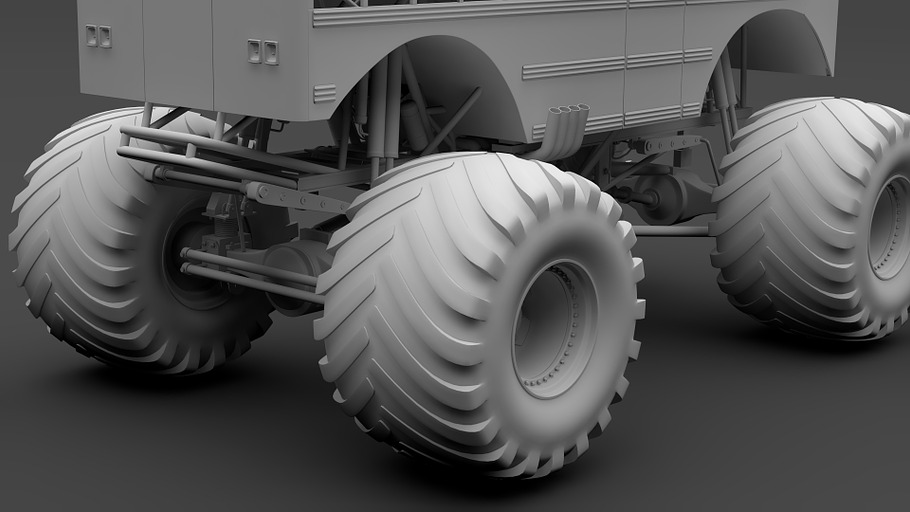 Monster Truck School Bus in Vehicles - product preview 13