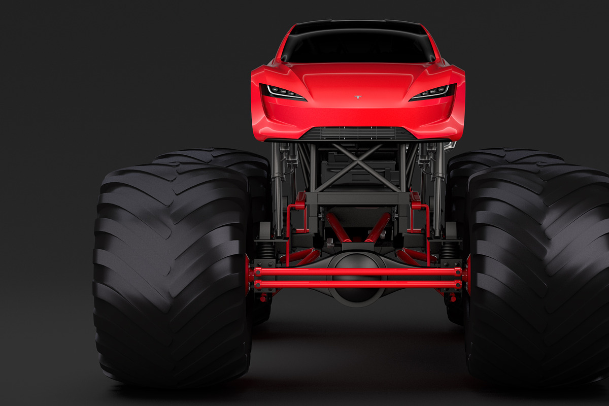 Monster Truck Tesla Roadster in Vehicles - product preview 8