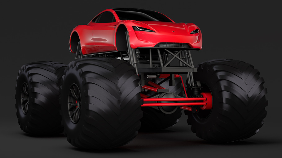 Monster Truck Tesla Roadster in Vehicles - product preview 1