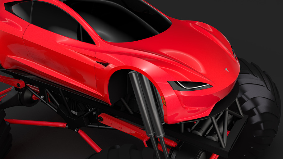 Monster Truck Tesla Roadster in Vehicles - product preview 2