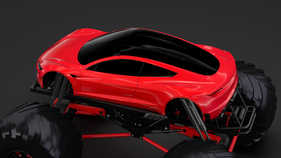 Monster Truck Tesla Roadster in Vehicles - product preview 5