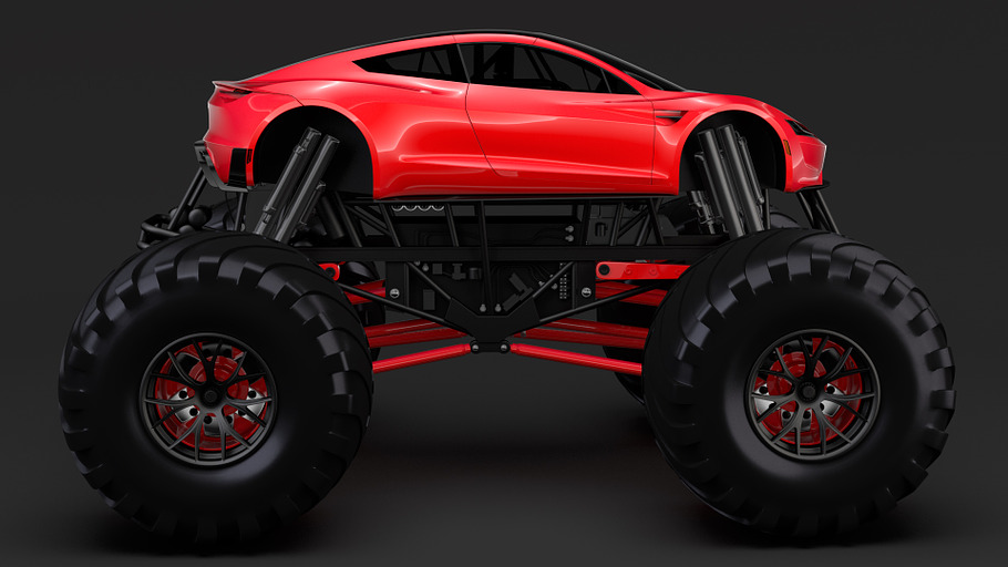 Monster Truck Tesla Roadster in Vehicles - product preview 6