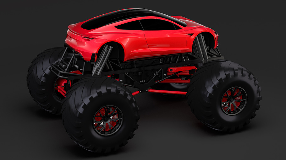 Monster Truck Tesla Roadster in Vehicles - product preview 9