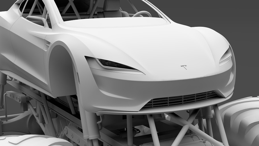 Monster Truck Tesla Roadster in Vehicles - product preview 11