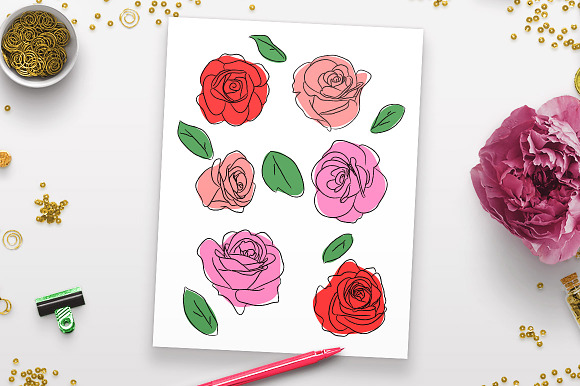 Sketch Roses Clipart in Illustrations - product preview 1