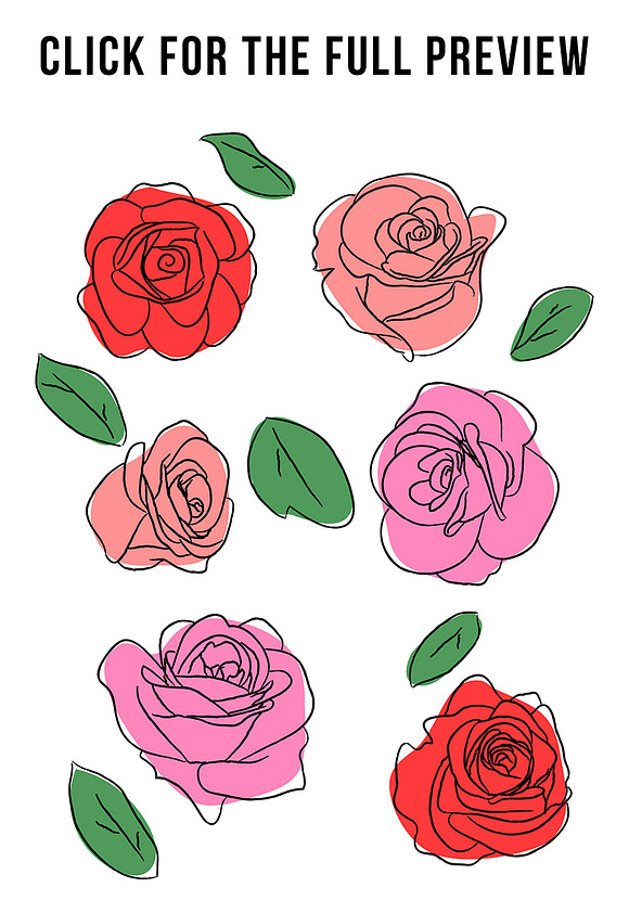 Sketch Roses Clipart in Illustrations - product preview 2