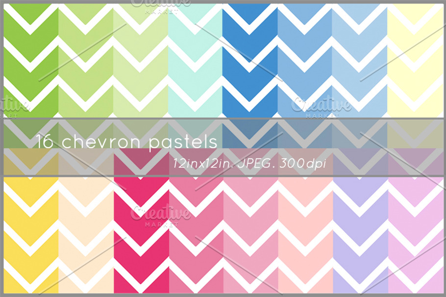 16 pastel chevron digital papers in Patterns - product preview 8