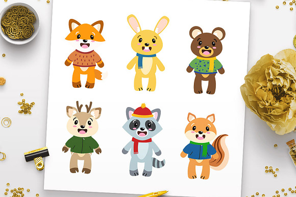 Fall Forest Animal Clipart in Illustrations - product preview 1