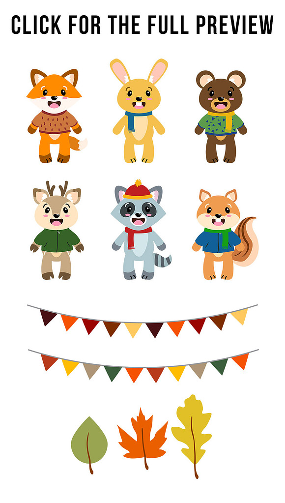 Fall Forest Animal Clipart in Illustrations - product preview 2