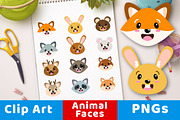 Cute Forest Animal Faces Clipart
