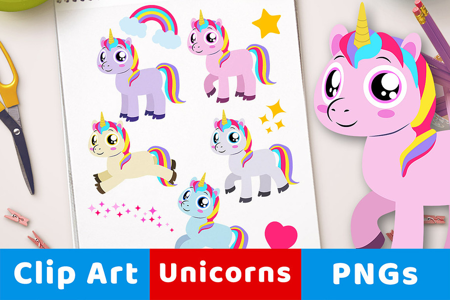 Magical Unicorn Clipart in Illustrations - product preview 8