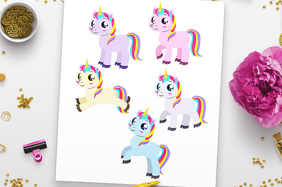 Magical Unicorn Clipart in Illustrations - product preview 1