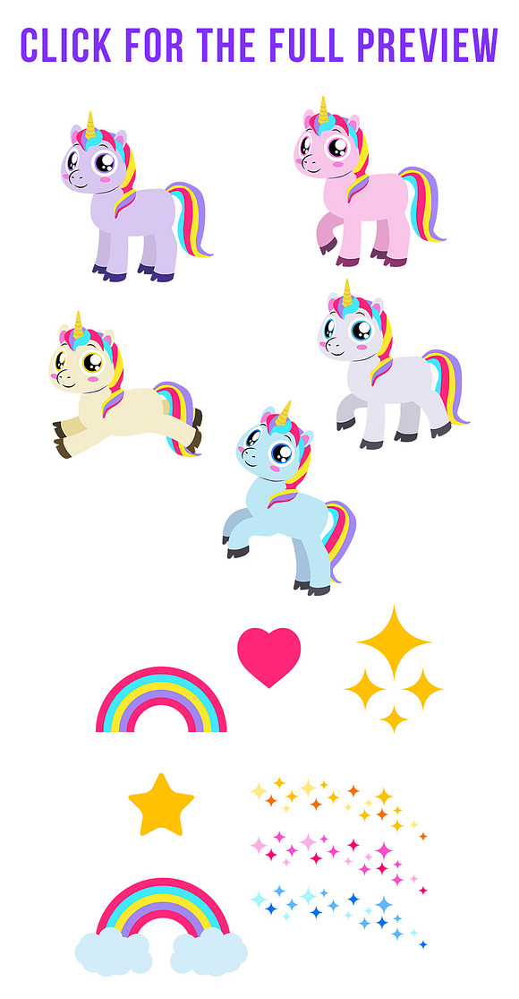 Magical Unicorn Clipart in Illustrations - product preview 2
