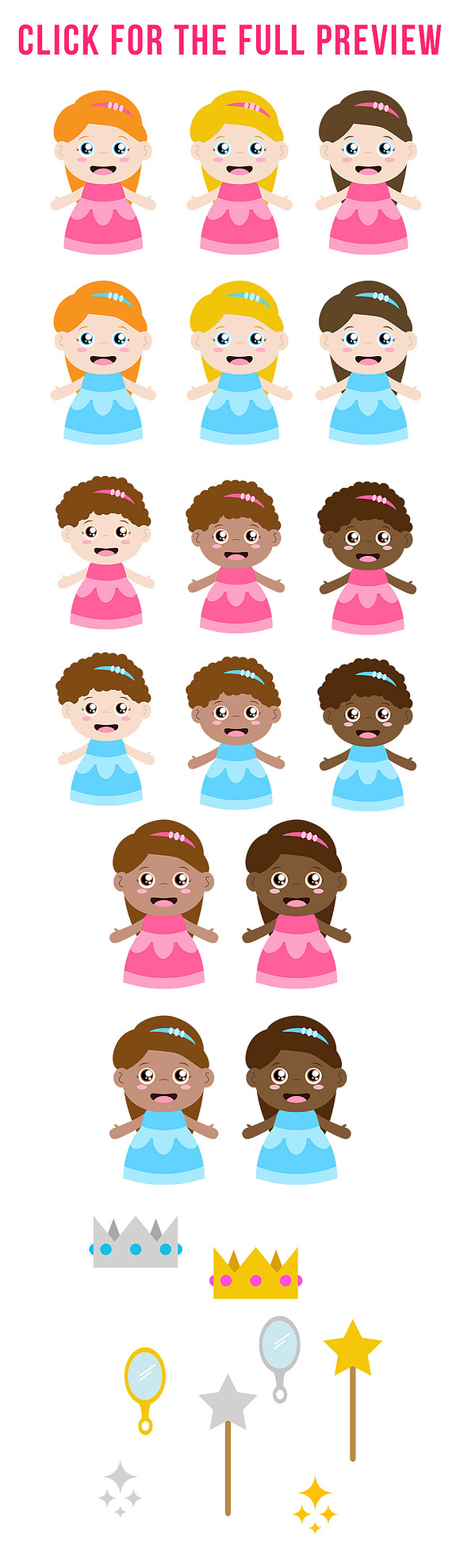 Pretty Princess Clipart in Illustrations - product preview 2