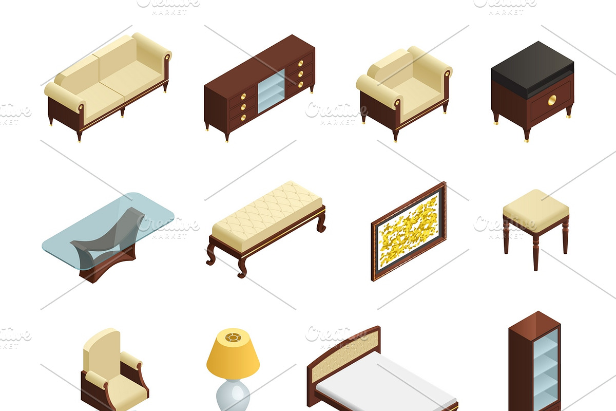 Luxury interior isometric elements in Icons - product preview 8