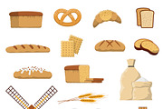 Bread bakery icons set