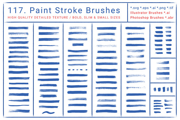 117 Paint Stroke Brushes *.ai *.abr in Add-Ons - product preview 1