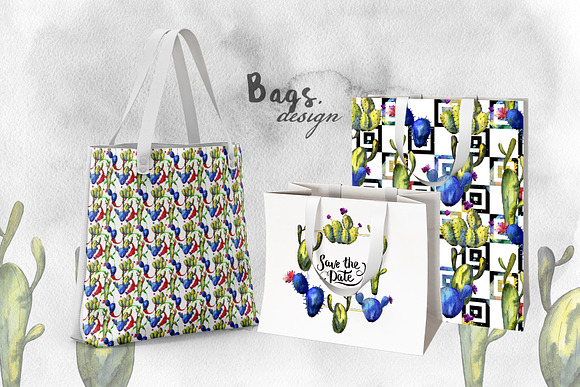 Cacti watercolor PNG set in Illustrations - product preview 6