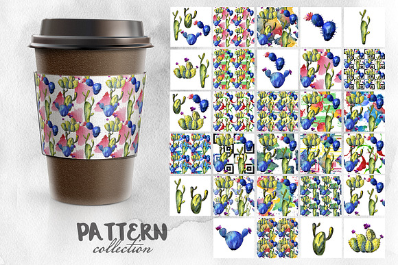 Cacti watercolor PNG set in Illustrations - product preview 7