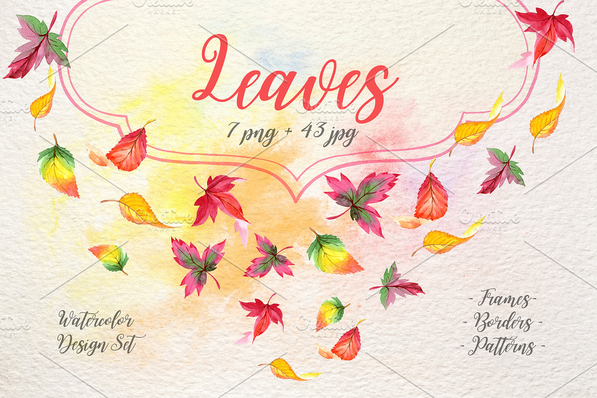 Cool autumn leaves PNG watercolor in Illustrations - product preview 8