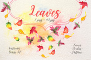 Cool autumn leaves PNG watercolor