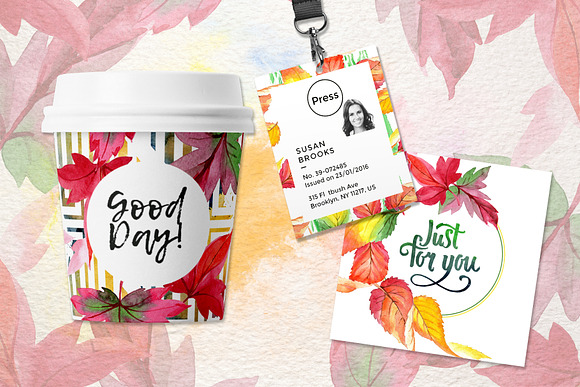 Cool autumn leaves PNG watercolor in Illustrations - product preview 1