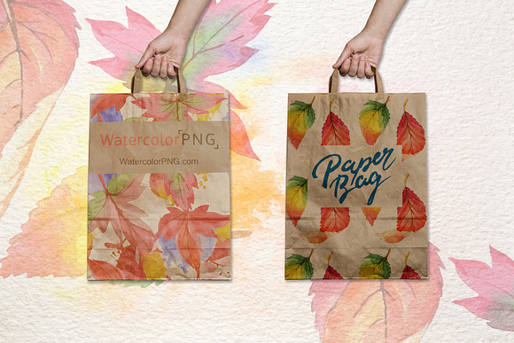 Cool autumn leaves PNG watercolor in Illustrations - product preview 4