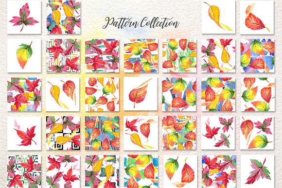 Cool autumn leaves PNG watercolor in Illustrations - product preview 7