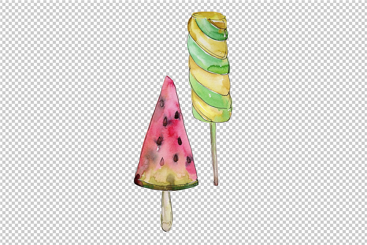 Watercolor mix cool ice cream PNG  in Illustrations - product preview 8