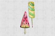 Watercolor mix cool ice cream PNG 