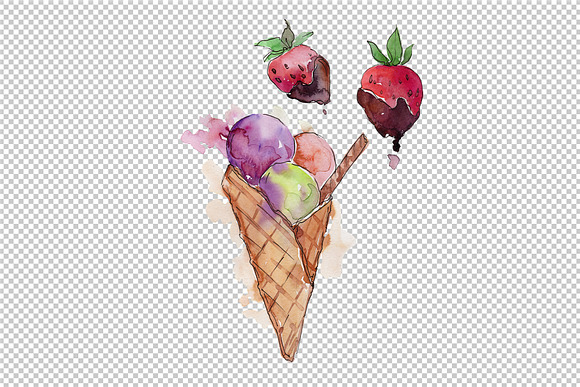 Watercolor mix cool ice cream PNG  in Illustrations - product preview 2