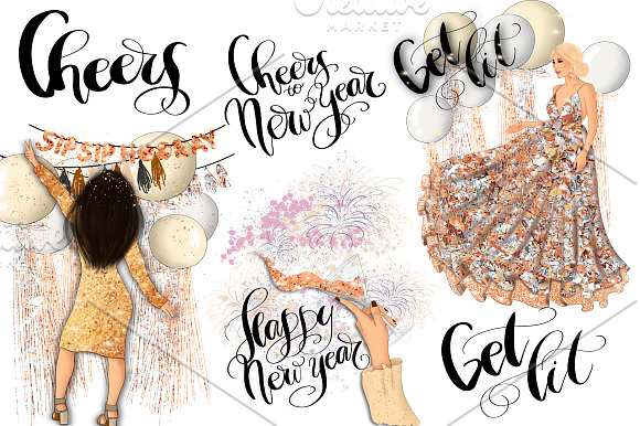 New Year Get Lit Design Kit in Illustrations - product preview 9