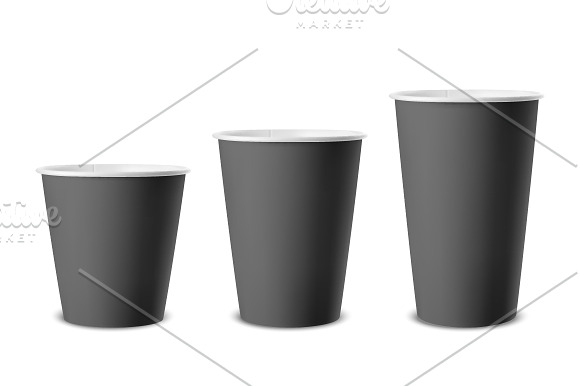 Paper disposable cup. Vector set.  in Illustrations - product preview 1